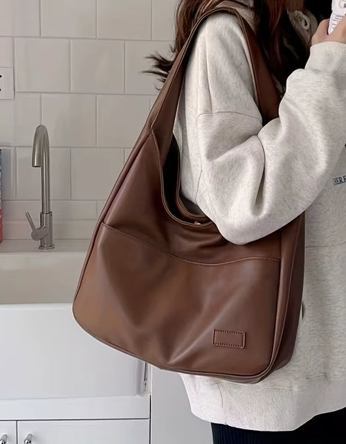 Load image into Gallery viewer, Women Hobo Bag Simple PU Leather Solid Shoulder Bag 2023 Fashion Large Capacity Handbag for School Work
