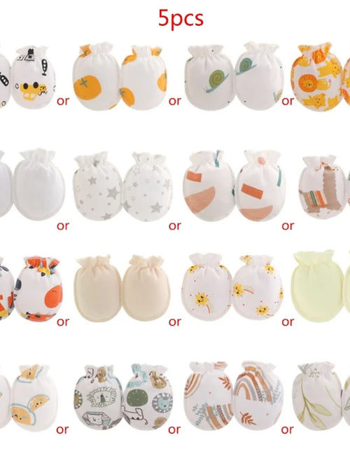 Load image into Gallery viewer, 5Pairs 0-3Month Newborn Baby Anti-Scratch Gloves Infant Boy Girl Unisex Mittens Baby Accessories
