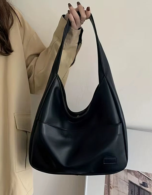 Load image into Gallery viewer, Women Hobo Bag Simple PU Leather Solid Shoulder Bag 2023 Fashion Large Capacity Handbag for School Work
