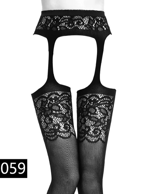 Load image into Gallery viewer, Women Sexy Lingerie Stockings Garter Belt Stripe Elastic Stockings Black Fishnet Stocking Thigh Sheer Tights Pantyhose Dropship
