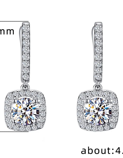 Load image into Gallery viewer, Classical Designer 18K White Gold Plated Square Shape Cubic Zirconia Clip on Earrings for Women Sapphire Crystal Diamond Drop Earrings Dangle Earring Anti-Allergy

