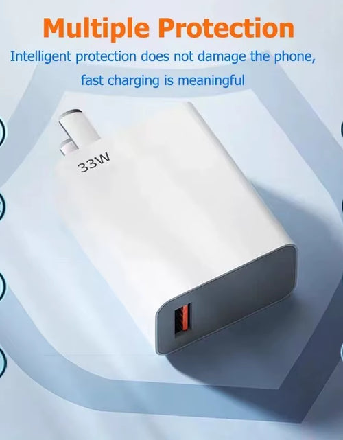Load image into Gallery viewer, 33W USB Fast Charger Quick Charge 3.0 USB Type C Cable 6A for Xiaomi Redmi Note 13/12 Iphone Samsung Mobile Phone Charge Adapter
