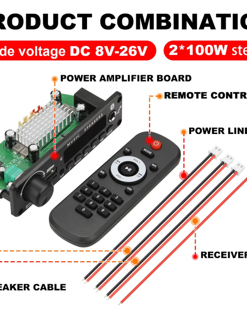 Load image into Gallery viewer, NEW 200W Amplifier Bluetooth DIY MP3 WAV Decoder Board DC 12V 100W Wireless Car USB MP3 Player TF Card Slot USB FM with Mic
