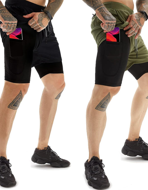 Load image into Gallery viewer, Mens Athletic Shorts 2-In-1 Gym Workout Running 7'' Shorts with Towel Loop
