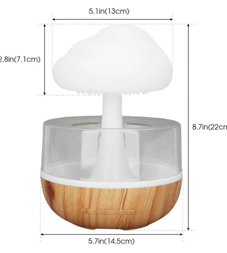 Rain Cloud Humidifier Rain Colorful Mushroom Cloud Raindrop Atmosphere Lamp Night Light Essential Oil Small Aromatherapy Machine