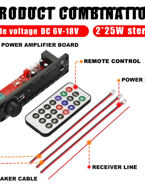 Load image into Gallery viewer, NEW 200W Amplifier Bluetooth DIY MP3 WAV Decoder Board DC 12V 100W Wireless Car USB MP3 Player TF Card Slot USB FM with Mic

