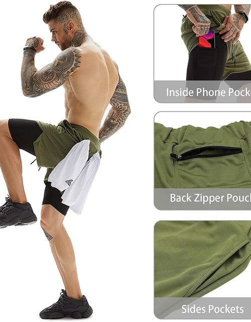 Load image into Gallery viewer, Mens Athletic Shorts 2-In-1 Gym Workout Running 7'' Shorts with Towel Loop
