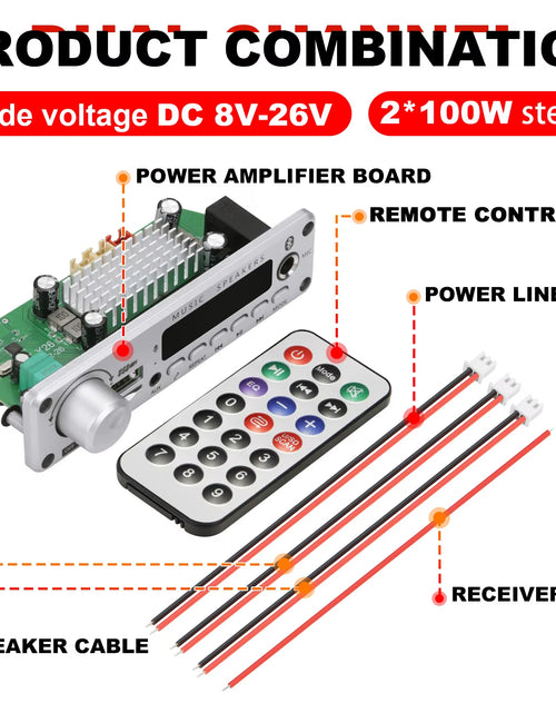 Load image into Gallery viewer, NEW 200W Amplifier Bluetooth DIY MP3 WAV Decoder Board DC 12V 100W Wireless Car USB MP3 Player TF Card Slot USB FM with Mic
