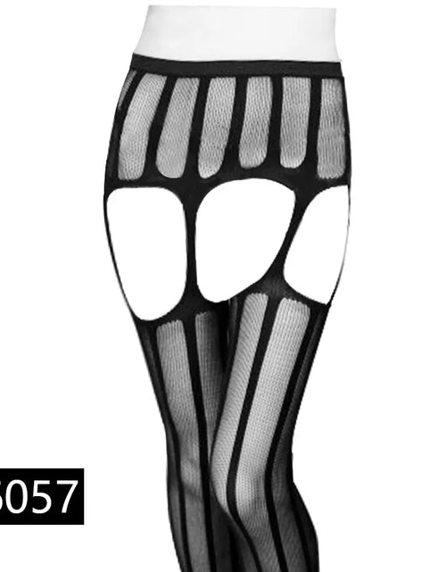 Load image into Gallery viewer, Women Sexy Lingerie Stockings Garter Belt Stripe Elastic Stockings Black Fishnet Stocking Thigh Sheer Tights Pantyhose Dropship
