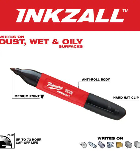 INKZALL Black Medium Point Jobsite Permanent Marker (2-Pack)
