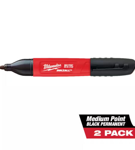 INKZALL Black Medium Point Jobsite Permanent Marker (2-Pack)