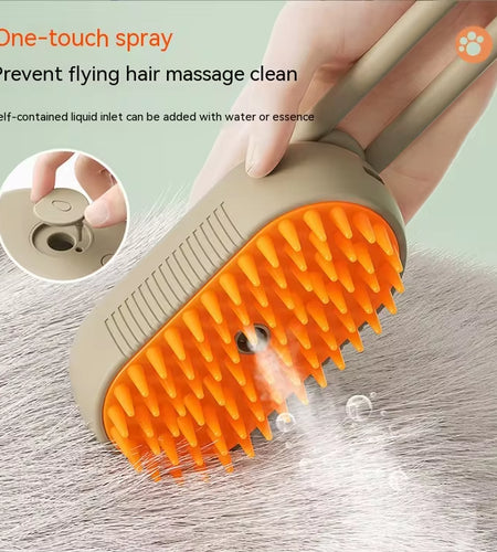 New Pet Spray Comb for Cats and Dogs Pet Electric Spray Hair Removal Comb One Key Spray Anti-Flying Massage Brush, Clean Massage