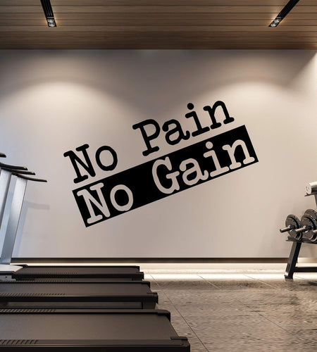Extra Large Gym Wall Decal | No Pain No Gain Inspirational Gym Decor Wall Sticker Quote | 2 Ft X 4 Ft Huge Wall Art Decoration Big Vinyl Lettering Motivation Home Gym Decor | Workout Fitness Exercise