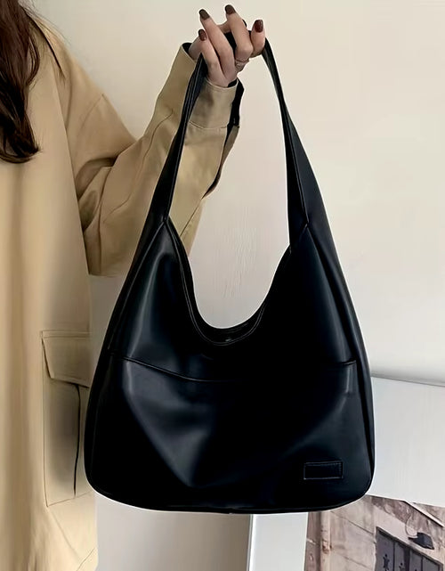 Load image into Gallery viewer, Women Hobo Bag Simple PU Leather Solid Shoulder Bag 2023 Fashion Large Capacity Handbag for School Work
